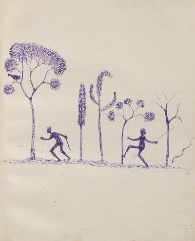Kwatkwat people - (Aboriginals among trees) Sketchbook mainly of activities of Aboriginals and Whites by Tommy McRae